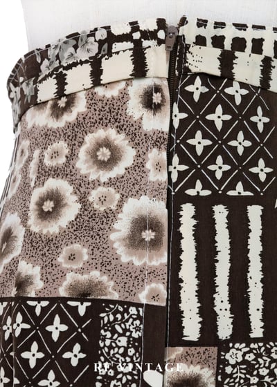 咖啡拼景 - 花草與格紋高腰長裙（26"）11