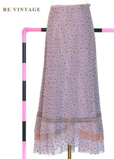 煙燻紫蕾絲網紗仙女般的長裙（28"）1