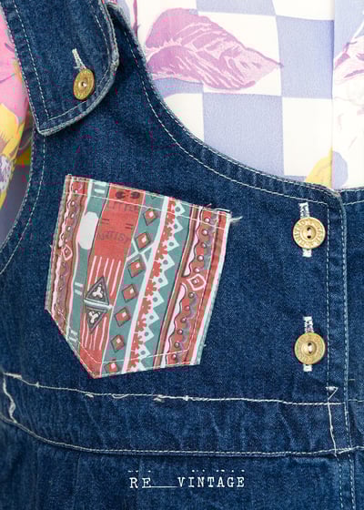 嬉皮圖騰寬版牛仔吊帶短褲5