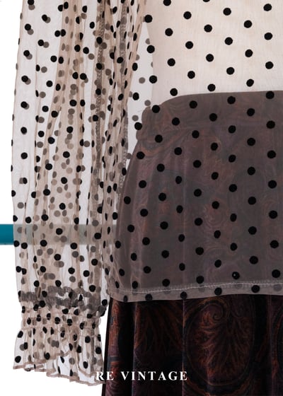 粉橘透膚波點午茶時光上衣4