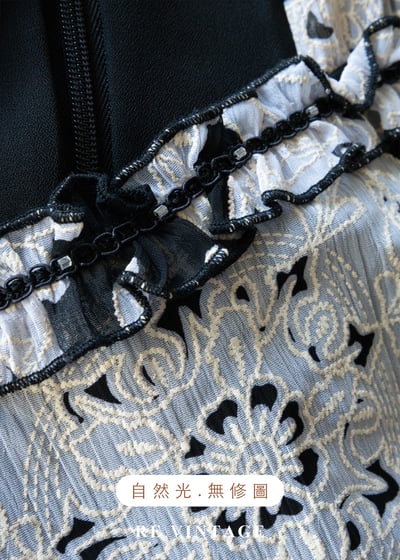 復古大花黑白氣質洋裝17