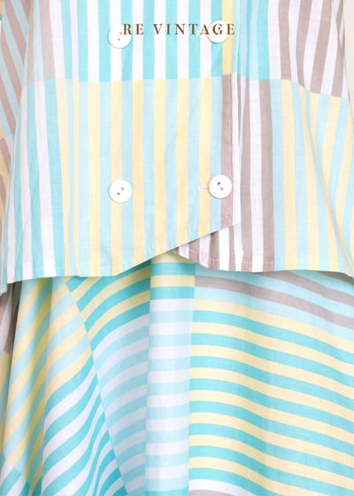 『歐洲寶物』套裝 - 薄荷奶黃色格紋線條襯衫9