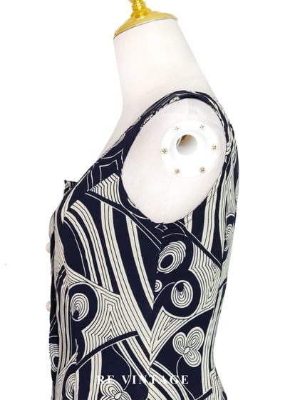 迷幻迴圈 - 深藍流動線條長洋裝10