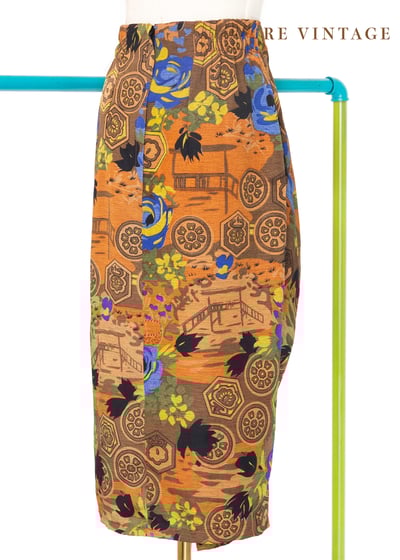 Dark Orange African Print 高腰裙裙（25"-26"）5