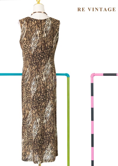 大地色墨跡迷宮藝術筆觸長洋裝11
