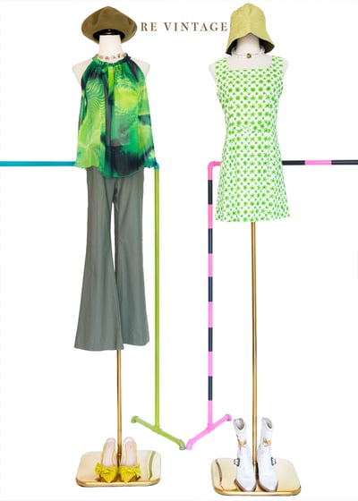 螢光綠小花夏日洋裝2