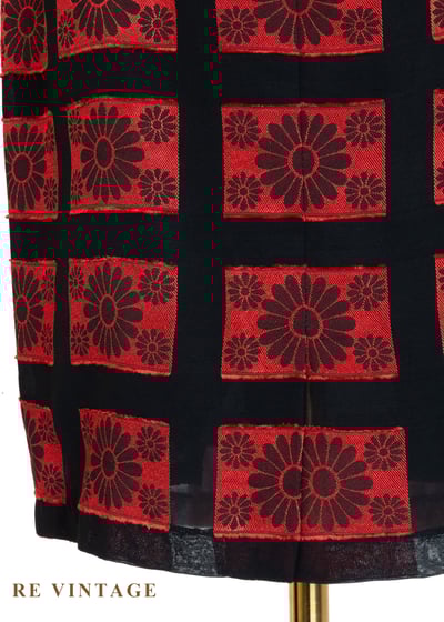 紅黑花朵定格照片高腰短裙（29"）9