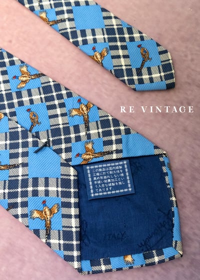 英倫經典狩獵圖騰藍色菱格領帶4