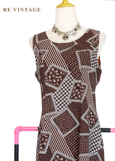 可可方盒 - 幾何拼貼雪紡長洋裝8