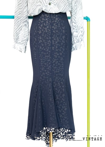 花兒美人魚深藍色高腰裙（25"）1