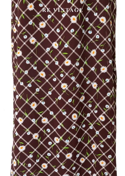 昭和少女的野餐棕色花卉菱格長洋裝4