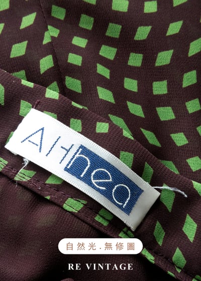 咖啡底綠色扭曲方格印花長裙（24-28"）13