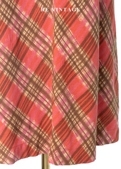 珊瑚紅菱格紋可愛長裙（28"）9