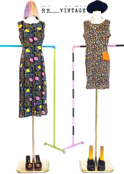 雙色康乃馨格紋長洋裝3