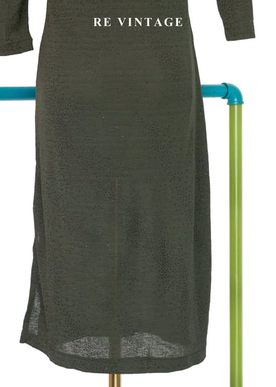 優雅高領領結微光墨綠貼身洋裝11