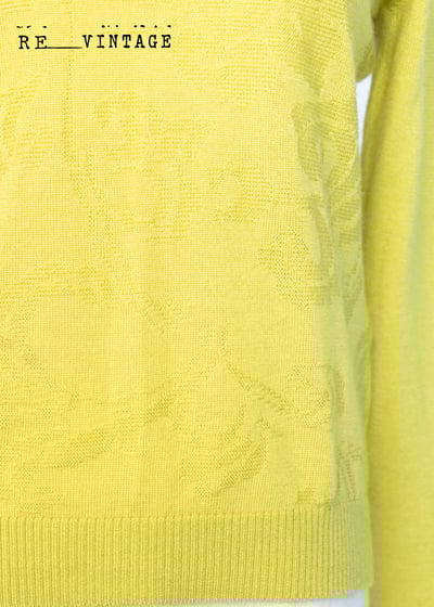 薄款黃綠色花花圖騰高領針織上衣7