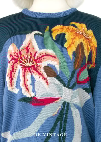 憂鬱藍百合撞色針織毛衣3