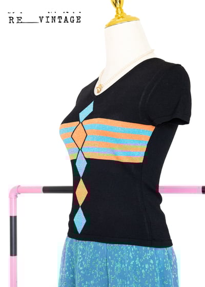 水藍橘子菱格薄款針織上衣6