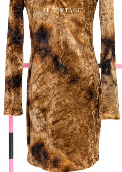 Tie dye金棕色絨布美美短洋裝5