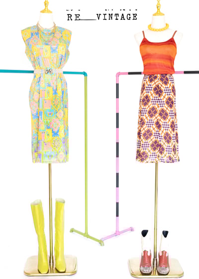 Infinity菱格橘紫色中長裙2