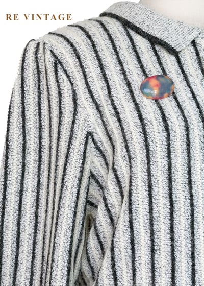 鹽系少女灰白線條針織毛衣4