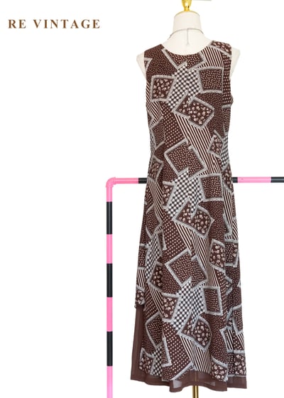 可可方盒 - 幾何拼貼雪紡長洋裝12