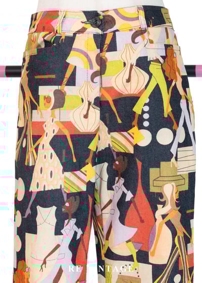 時尚插畫摩登色女伶長褲（27"）5