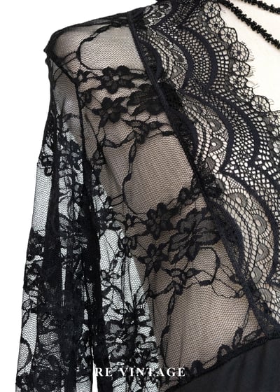 酷辣黑蕾絲透膚長版洋裝/罩衫5