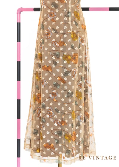 杏仁米色小花網紗洋裝5