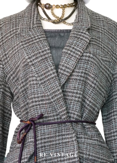 暮色灰圖書館格紋西裝外套7