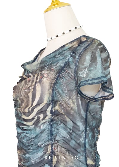 牛仔斑馬紋迷霧網紗迷你洋裝/長版上衣7