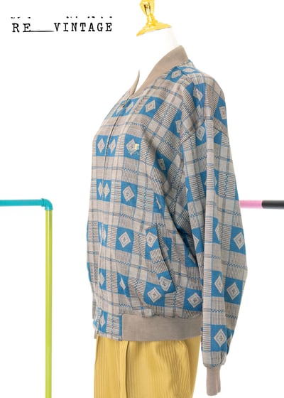 藍綠色菱格紋夾克外套2