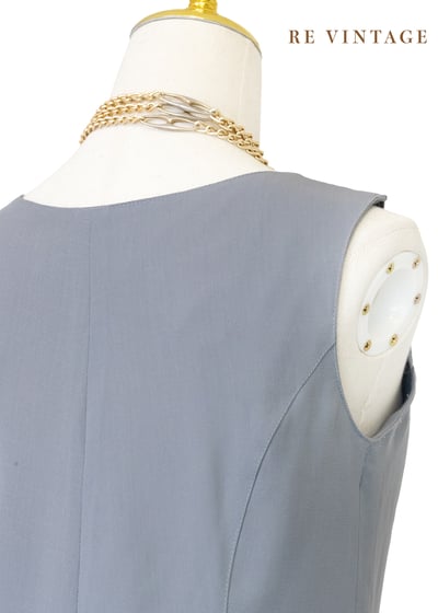 金屬釦環綠灰色旗氣質長版背心10