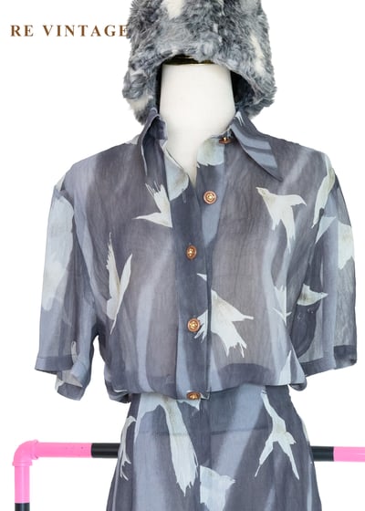 套裝上衣 - 煙雨霧色裡的飛鳥上衣8