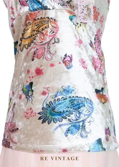 法式慵懶 - 秘境蝴蝶絨布細肩帶背心4