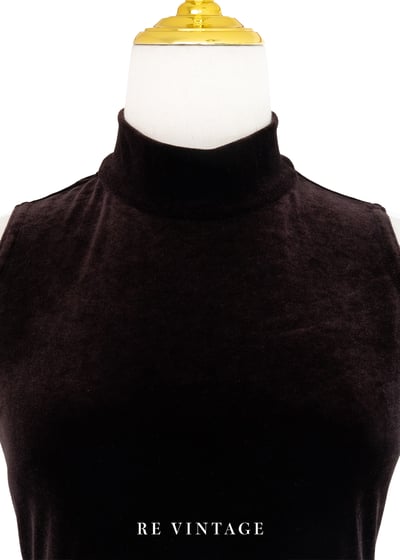 氣質單品 - 深咖啡色質感絨布貼身長洋裝4