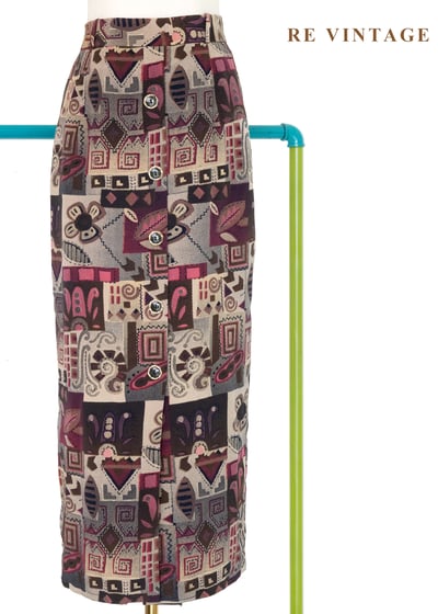 摩洛哥異域民族圖騰織紋排釦裙（27-29"）1