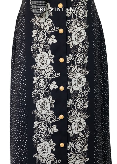 繁花盛引波點拼接黑白系長洋裝4