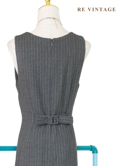 質感單品 - 倫敦霧中細條紋毛呢長洋裝12