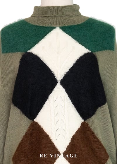 日本製 - Moss Green 四色菱格紋針織毛衣3