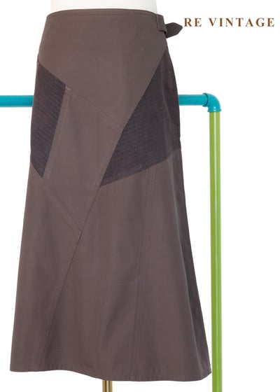 霧褐色幾何剪裁中長裙（30"）8