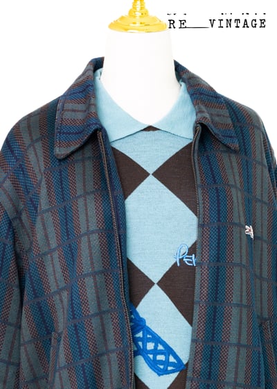 巴黎鐵塔の藍天菱格針織毛衣3