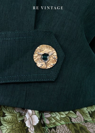 復古精緻墨綠色金釦短版上衣/罩衫13