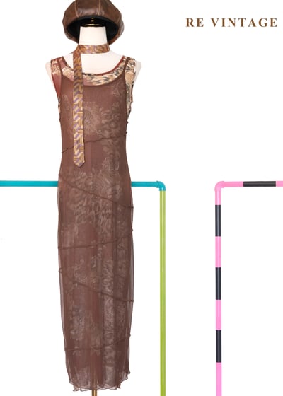 虎虎生風巧克力色長洋裝1