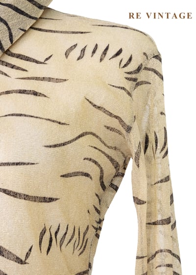 筆觸斑馬紋淡金黃網紗上衣5