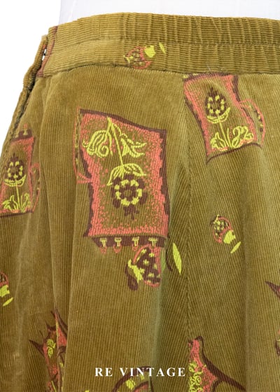 芥末綠苔童話花朵燈芯絨圓裙（26"）10