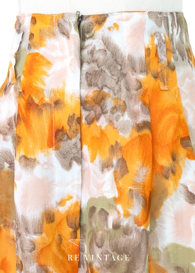 畫家橘紅色小花畫作高腰短褲（25.5")6