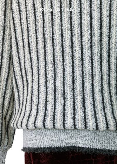 鹽系少女灰白線條針織毛衣10