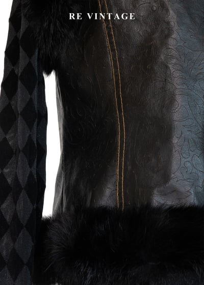 細緻壓花皮革毛毛背心14