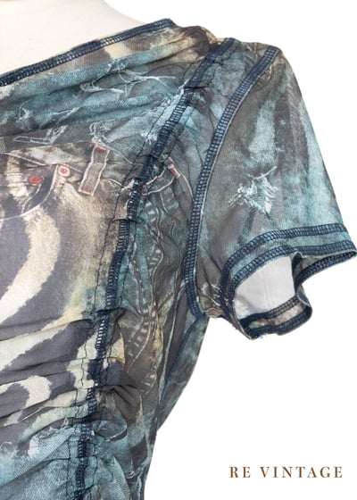 牛仔斑馬紋迷霧網紗迷你洋裝/長版上衣6